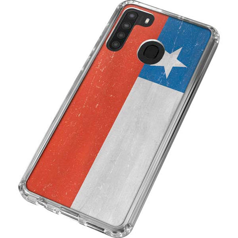 Chile Flag Distressed Galaxy A21 Clear Case